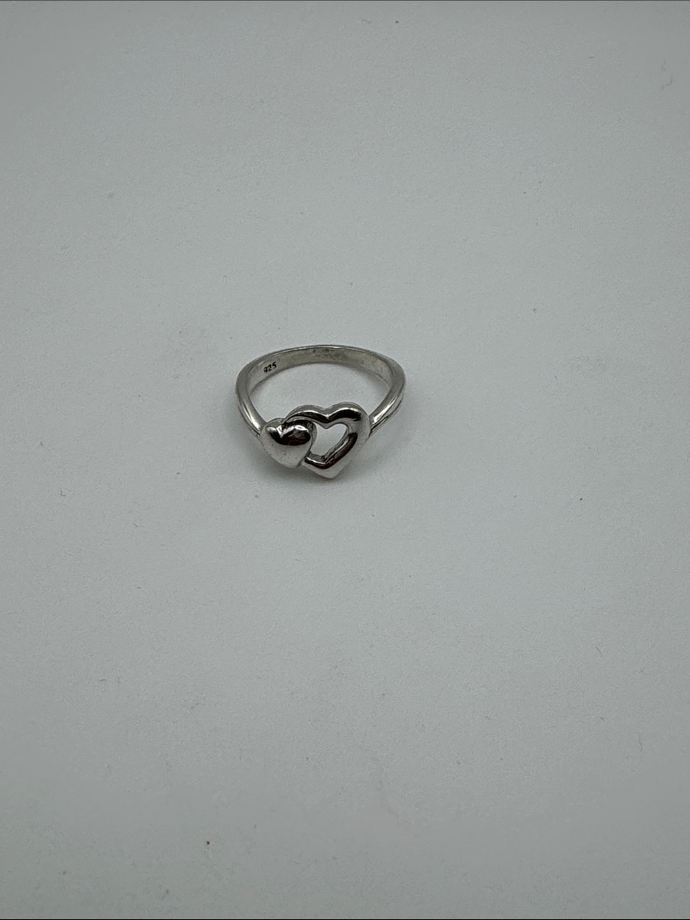 Sterling Silver Double Heart Ring - Silver